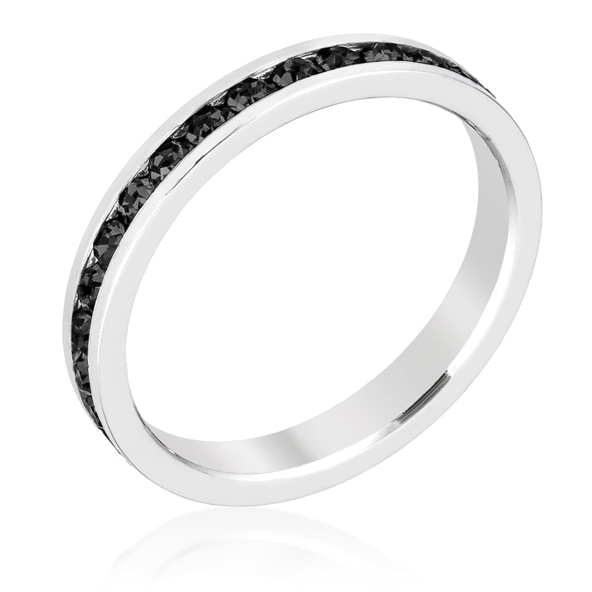 Stylish Stackables with Jet Black Crystal Ring Rings Das Juwel