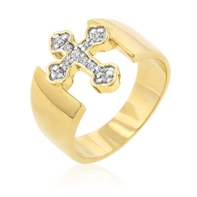 Two-tone Finish Cross Ring Rings Das Juwel