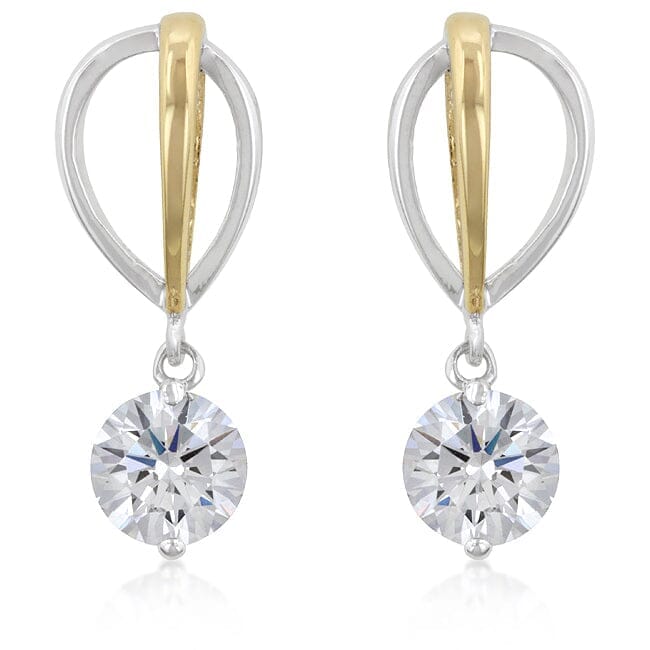 Two-tone Finish Cubic Zirconia Drop Earrings Earrings Das Juwel