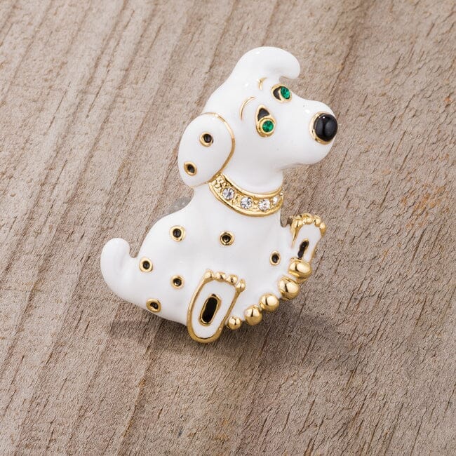White Dalmatian Brooch With Crystals Brooches Das Juwel