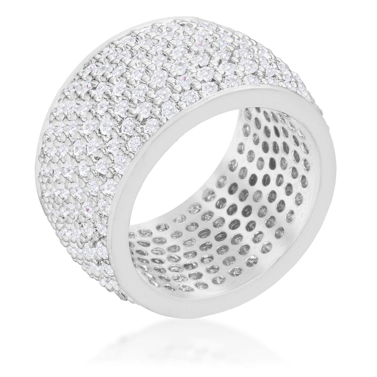 Wide Pave Cubic Zirconia Silvertone Band Ring Rings Das Juwel