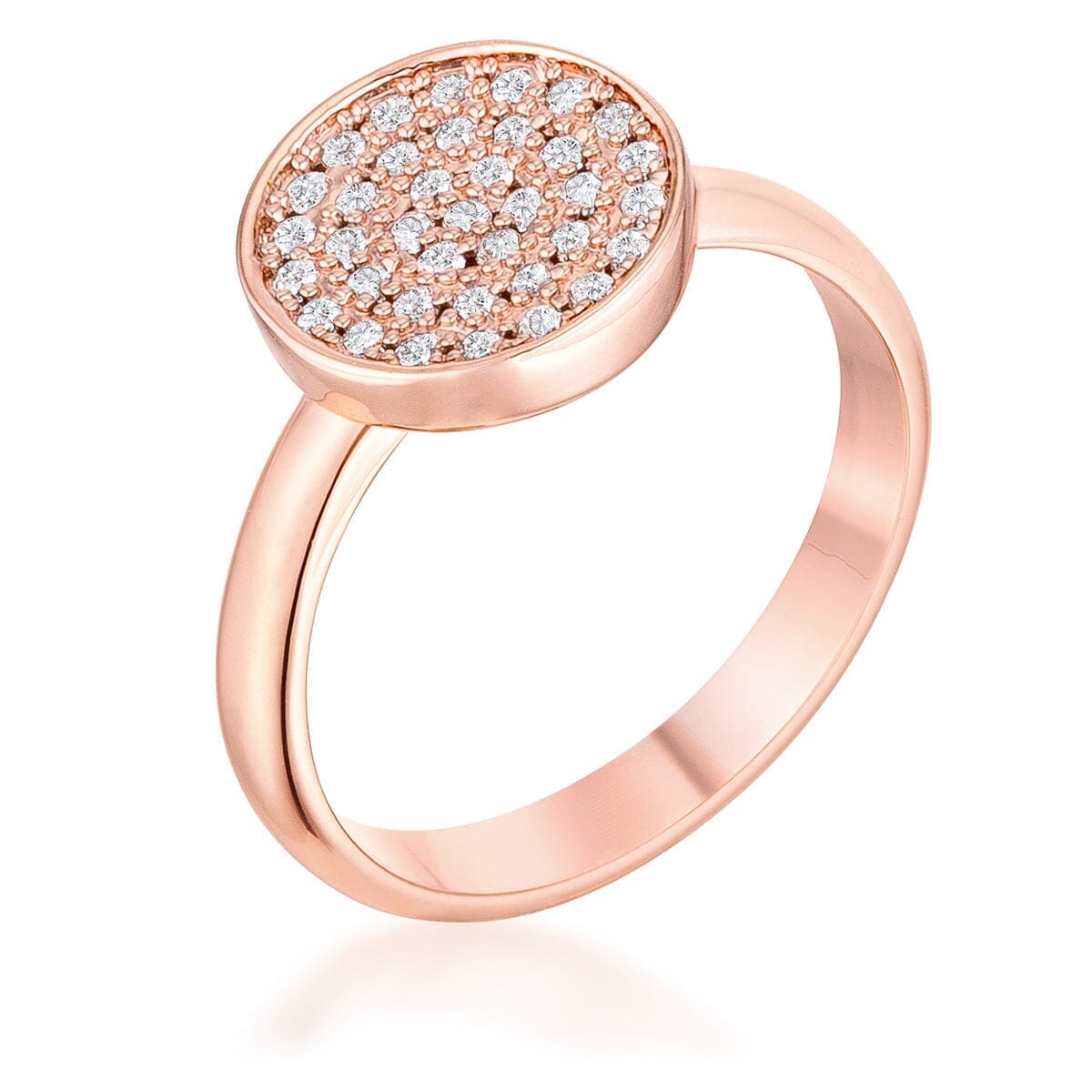 0.2ct Cubic Zirconia Rose Gold Pave Circle Ring Rings Das Juwel 
