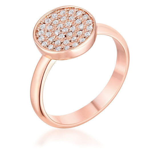 0.2ct Cubic Zirconia Rose Gold Pave Circle Ring Rings Das Juwel 