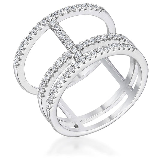 0.5Ct Rhodium Parallel Ring with Brilliant Cubic Zirconia  