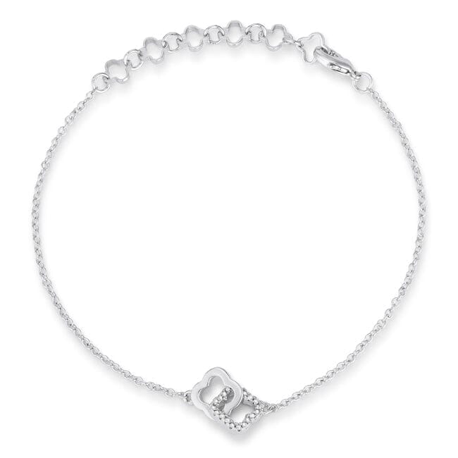 .1 Ct Rhodium Bracelet with Interlocking Floral Links Bracelets Das Juwel 