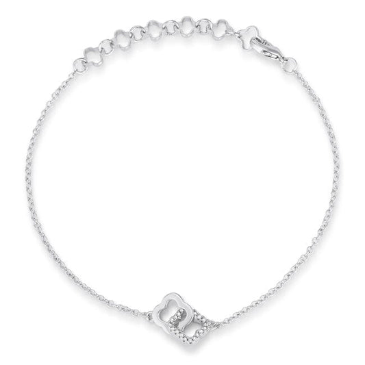 .1 Ct Rhodium Bracelet with Interlocking Floral Links Bracelets Das Juwel 