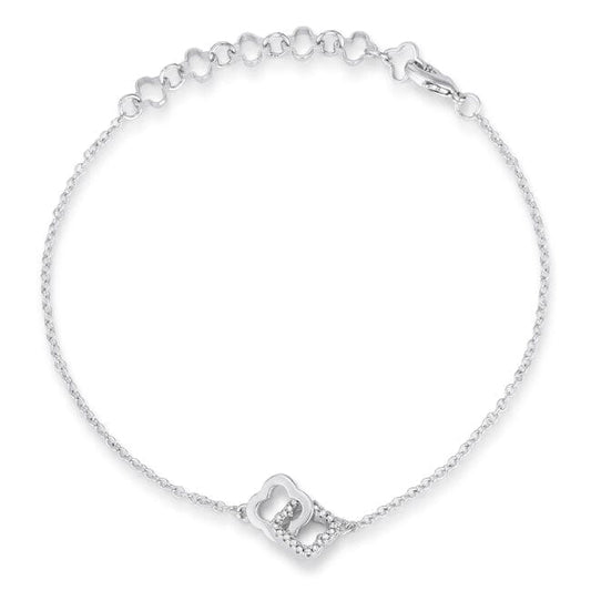 .1 Ct Rhodium Bracelet with Interlocking Floral Links  