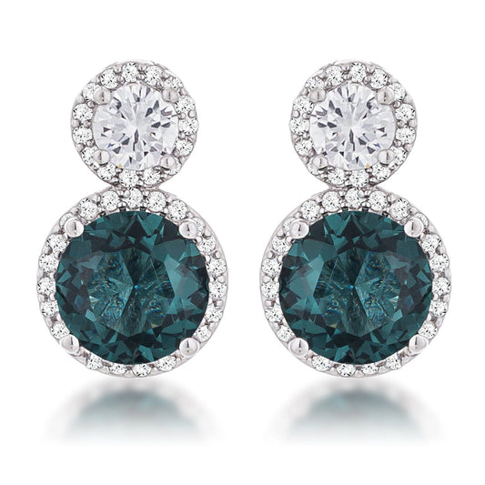 10Ct Rhodium Plated Blue Green Snowman Cubic Zirconia  