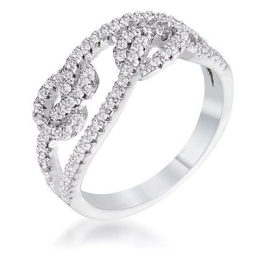 1.15Ct Rhodium Plated Cubic Zirconia Pave Double Knot Ring  