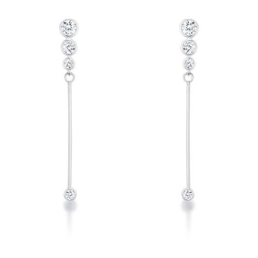 1.2Ct Graduated Rhodium Plated Drop Cubic Zirconia.  