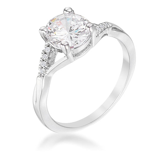 1.3Ct Rhodium Plated Simple Engagement Ring  