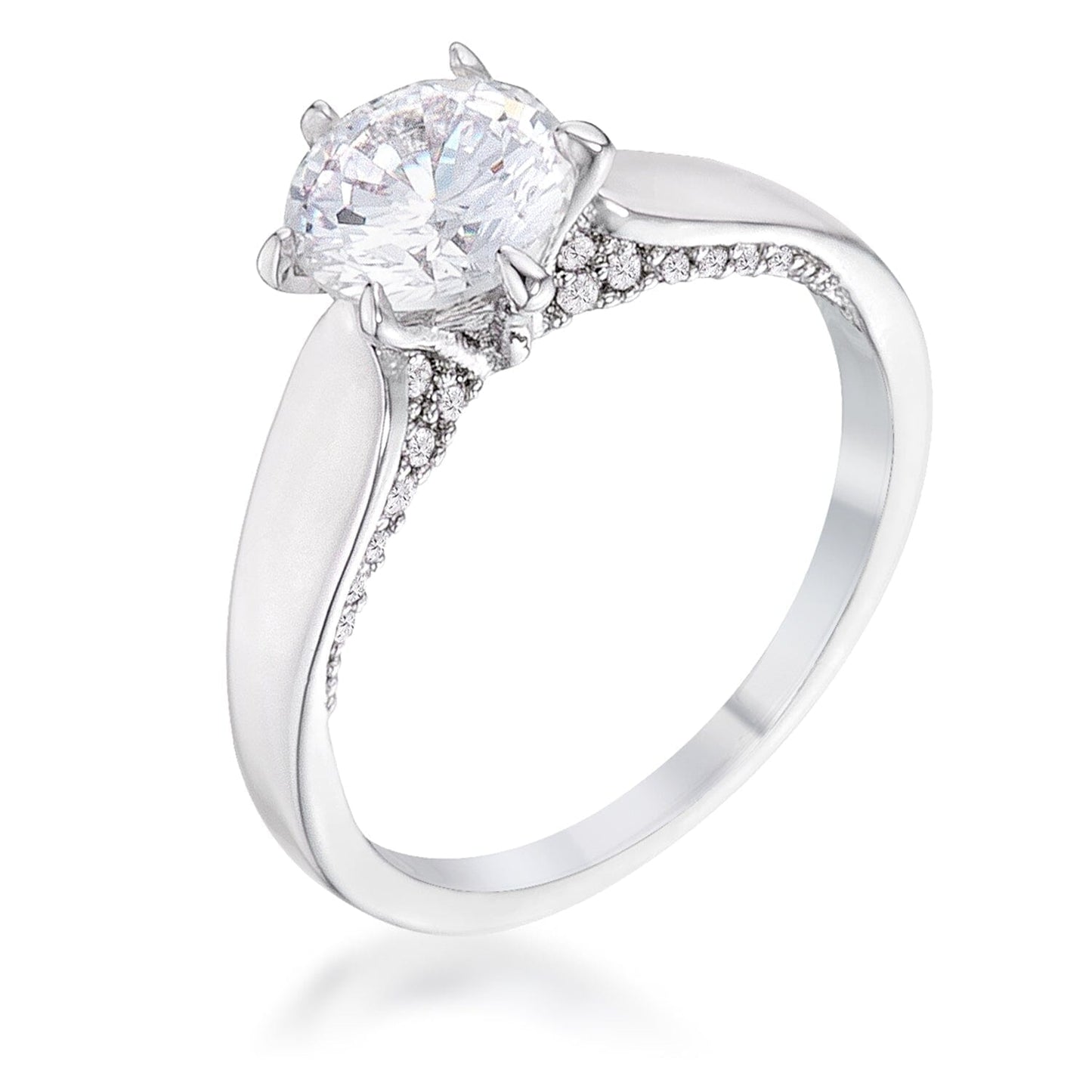 1.56Ct Contemporary Rhodium Plated Cubic Zirconia Solitaire Ring Rings Das Juwel 