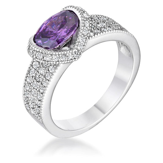 1.6 Ct Amethyst Oval Cubic Zirconia Ring  