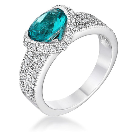 1.6 Ct Aqua Oval Cubic Zirconia Ring  