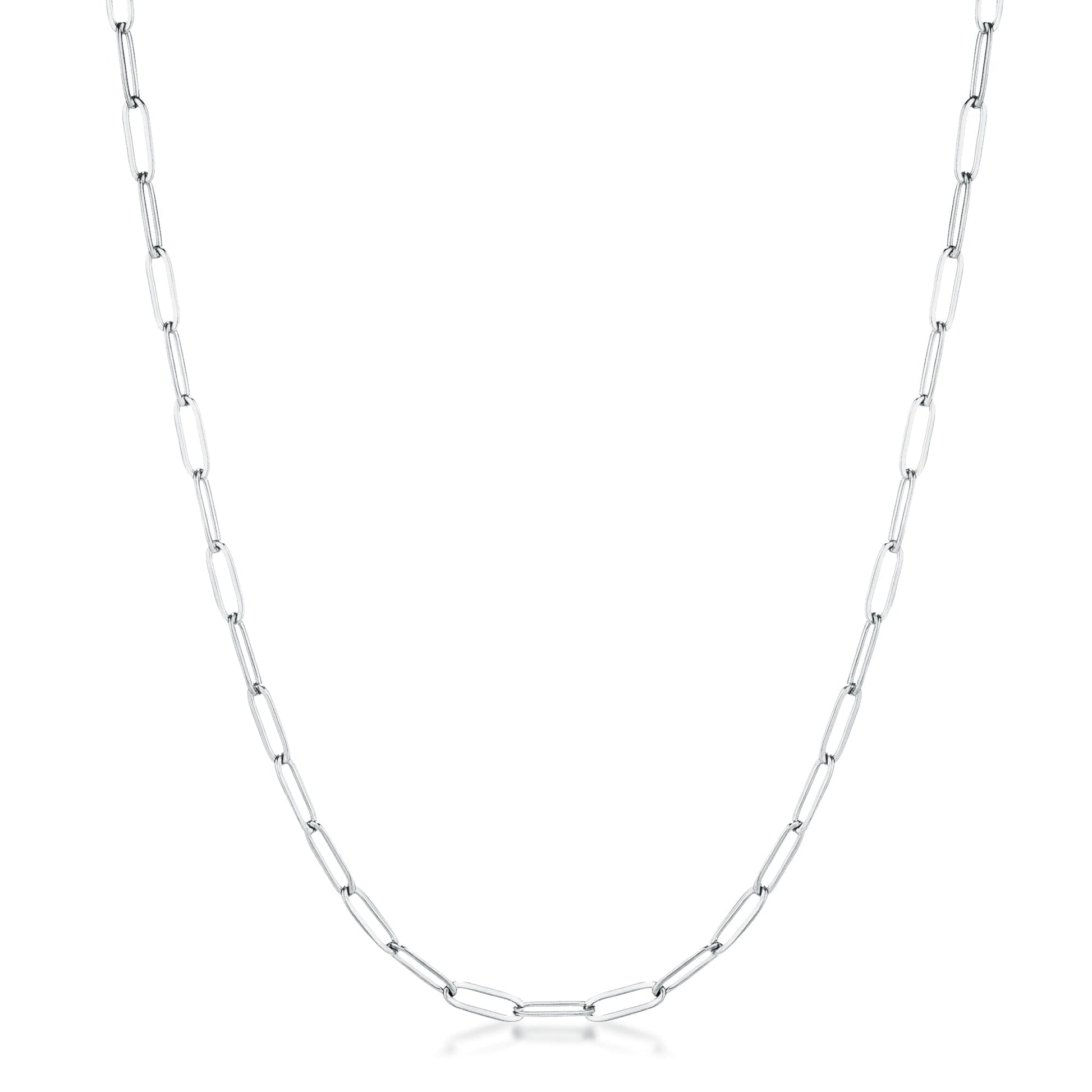 16 Rhodium Plated Linked Petite Paperclip Chain Necklace  