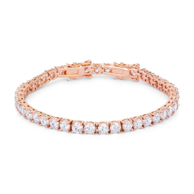 17.6 Ct Rosegold Tennis Bracelet with Shimmering Round Cubic Zirconia Bracelets Das Juwel 