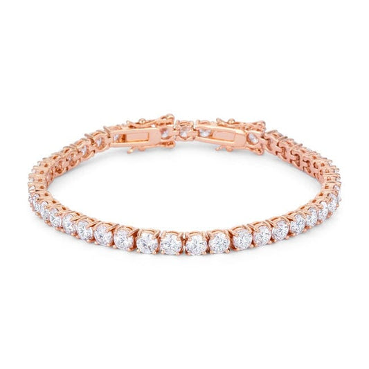 17.6 Ct Rosegold Tennis Bracelet with Shimmering Round Cubic Zirconia Bracelets Das Juwel 