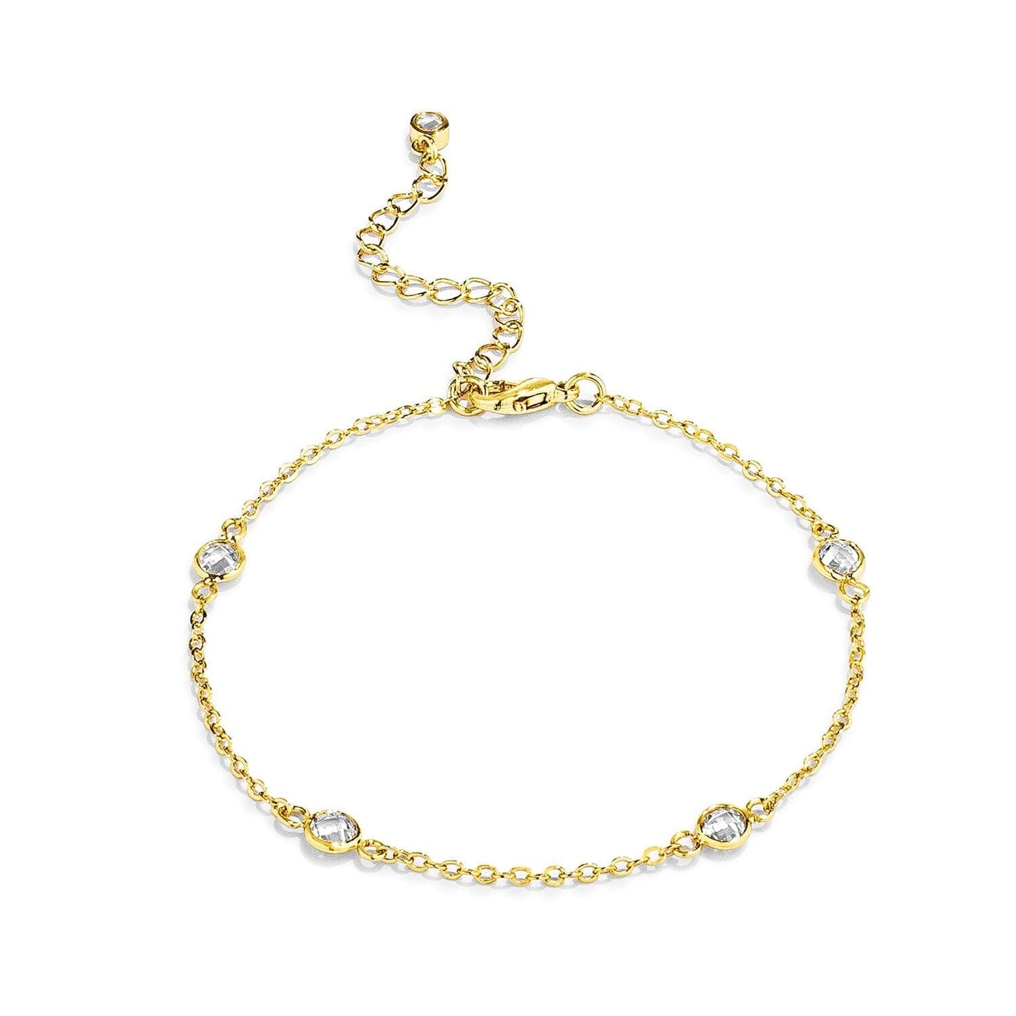 1ct Gold Plated Clear Cubic Zirconia Round Bezel Saturn Bracelets Das Juwel 