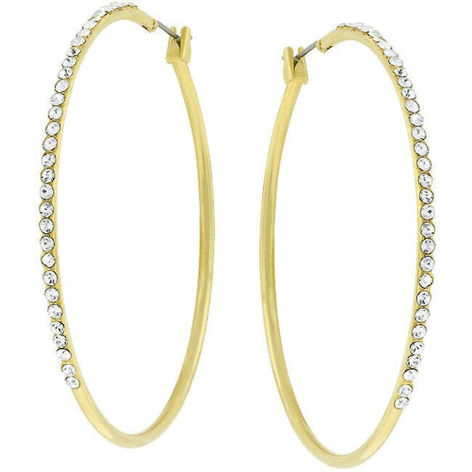 2 Inch Goldtone Crystal Hoop Earrings Earrings Das Juwel 