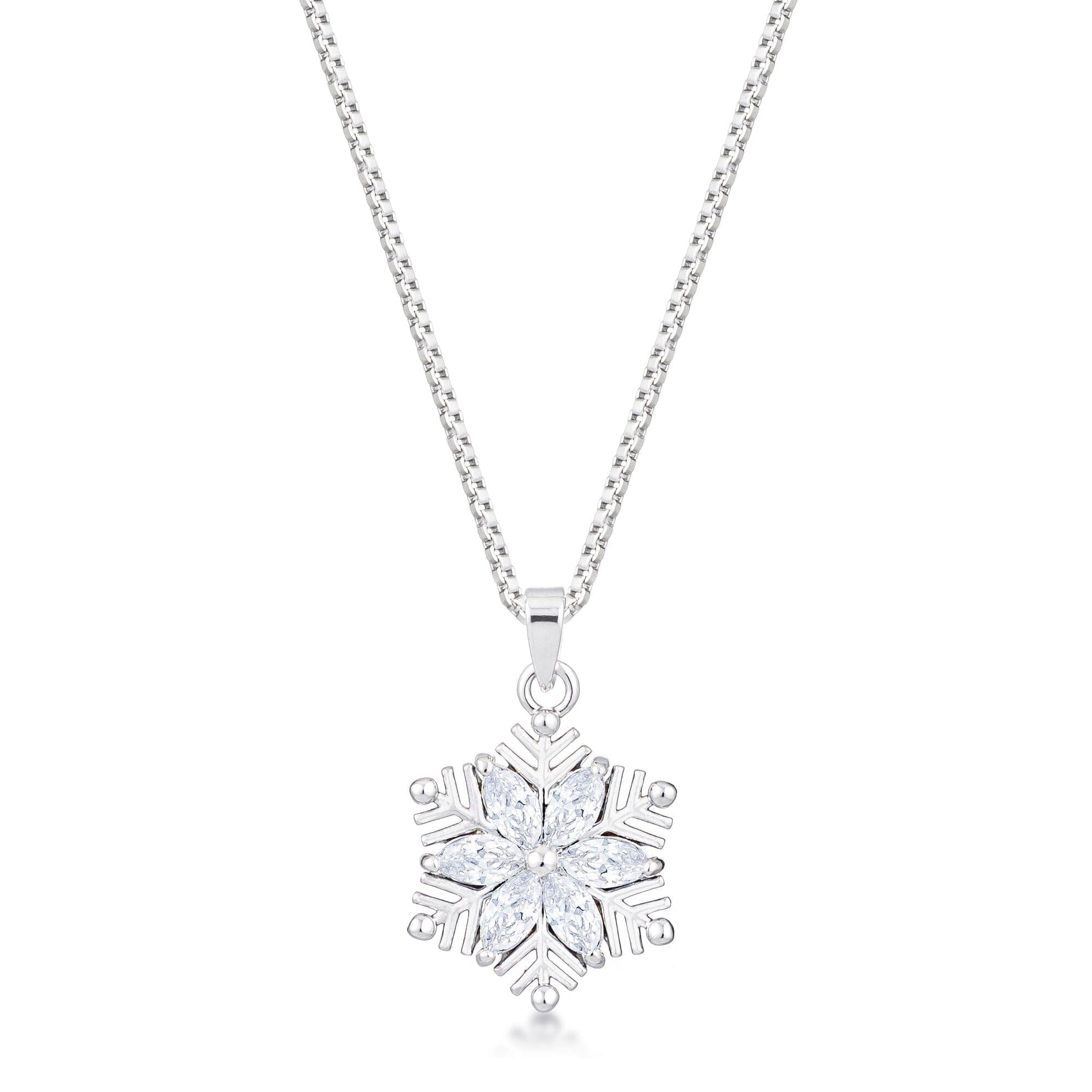 2.04Ct Rhodium Brilliant Marquise Snowflake Pendant Pendants Das Juwel 