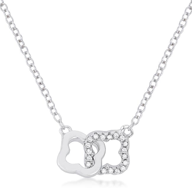 .21 Ct Rhodium Necklace with Floral Links Necklaces Das Juwel 