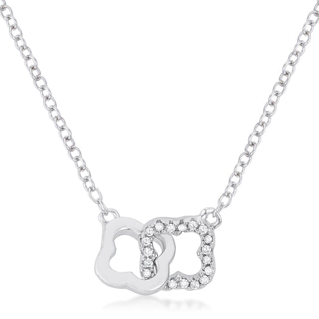 .21 Ct Rhodium Necklace with Floral Links  