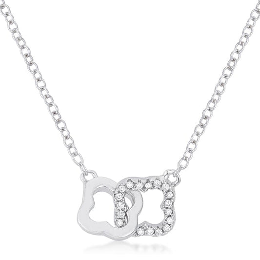 .21 Ct Rhodium Necklace with Floral Links  