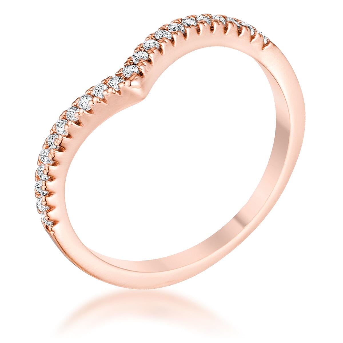 .22Ct Rose Goldtone Chevron Ring with Cubic Zirconia Rings Das Juwel 