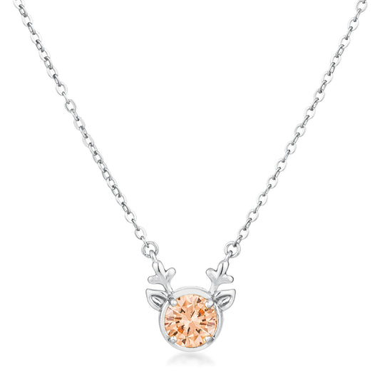 3.88Ct Rhodium Reversible Champagne Cubic Zirconia Reindeer Pendant  