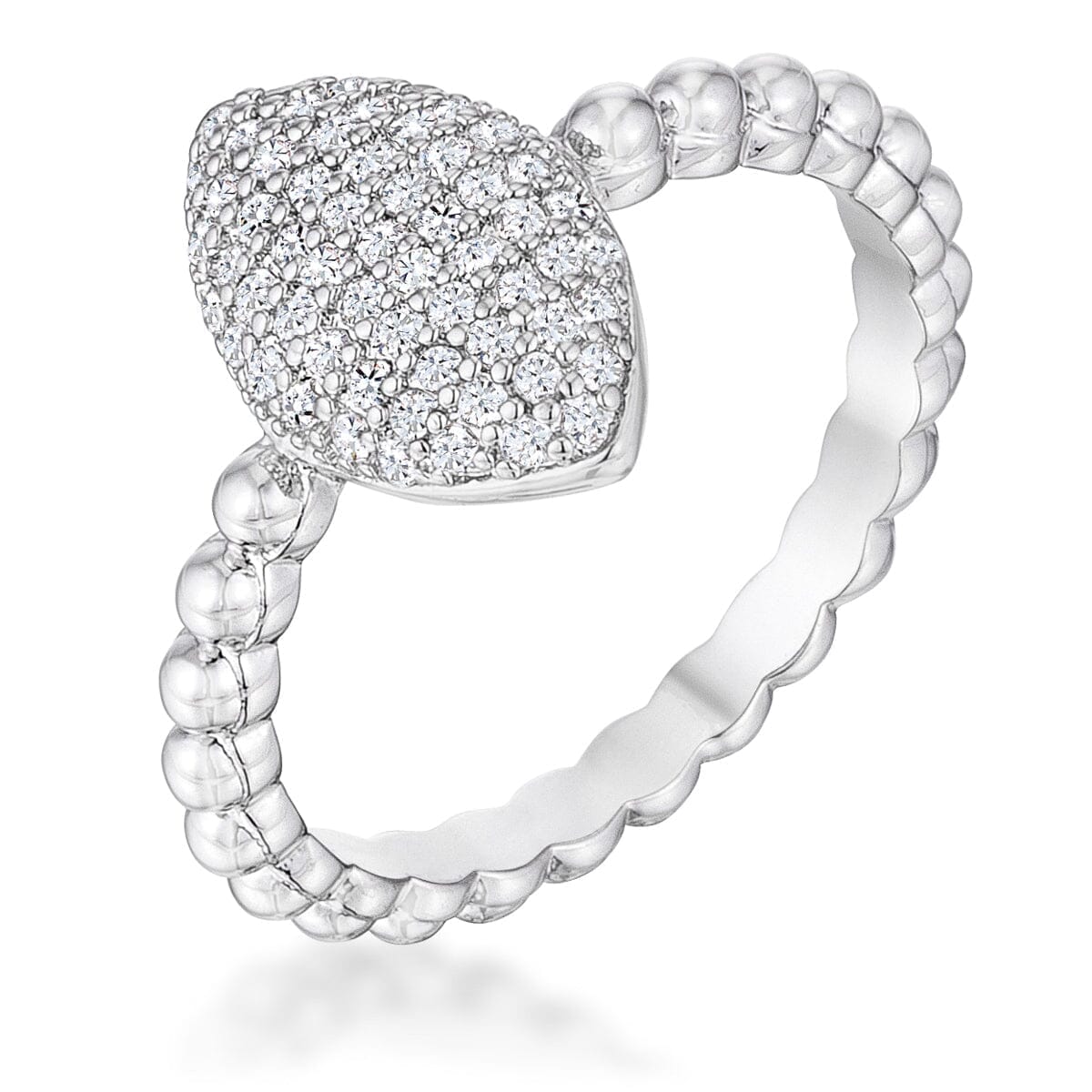 .3Ct Beautiful Oval-Designed Rhodium Ring With Clear Cubic Zirconia Rings Das Juwel 