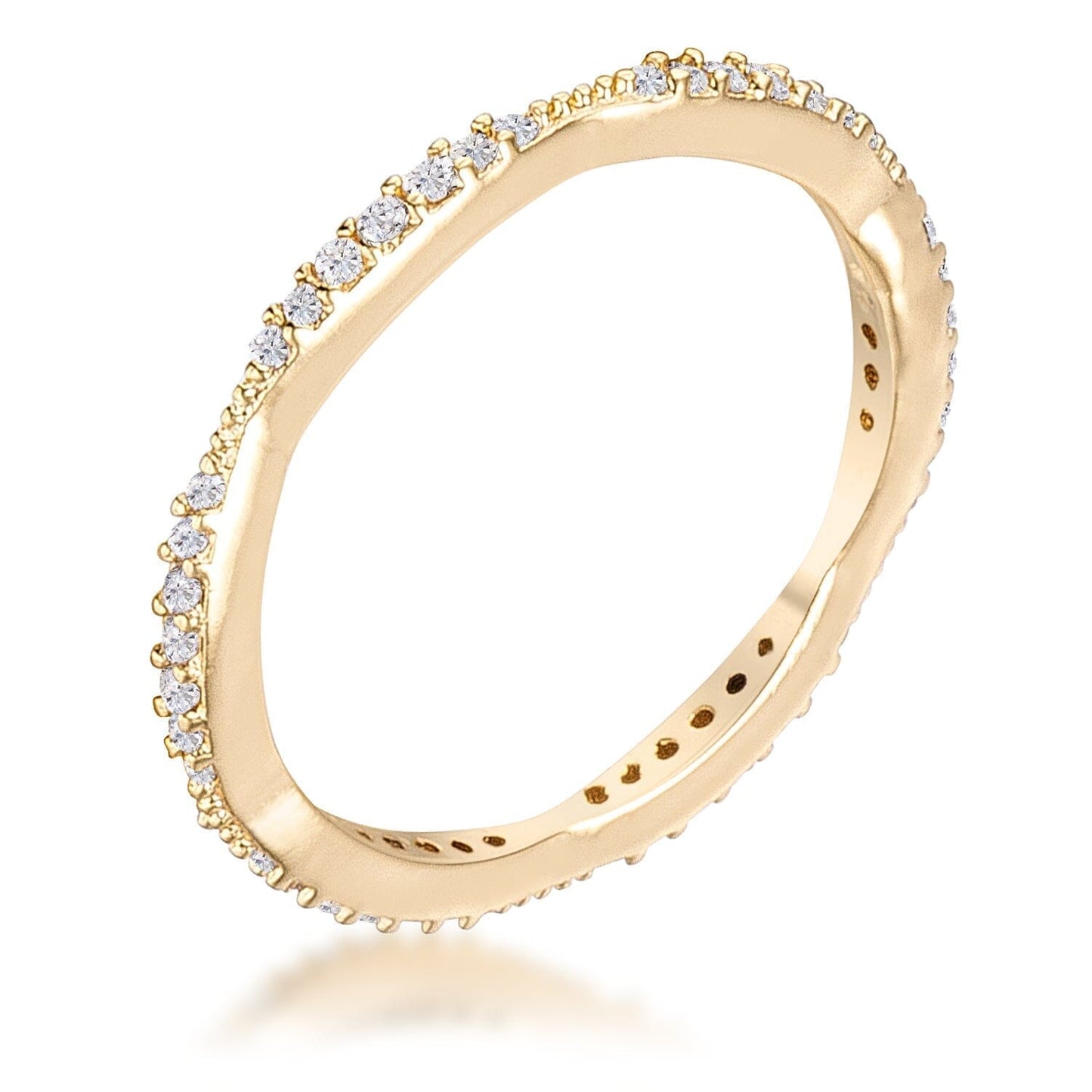 .42Ct Dainty 18k Gold Plated Micro Pave Cubic Zirconia Stackable Eternity Ring Rings Das Juwel 