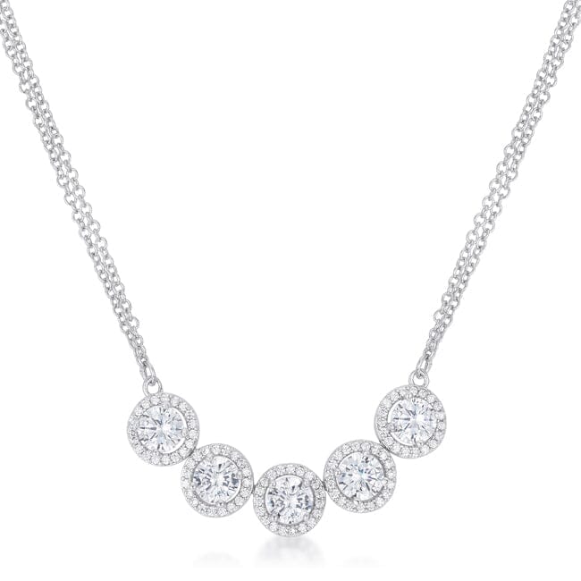 5 Ct Dazzling Rhodium Necklace with Cubic Zirconia  