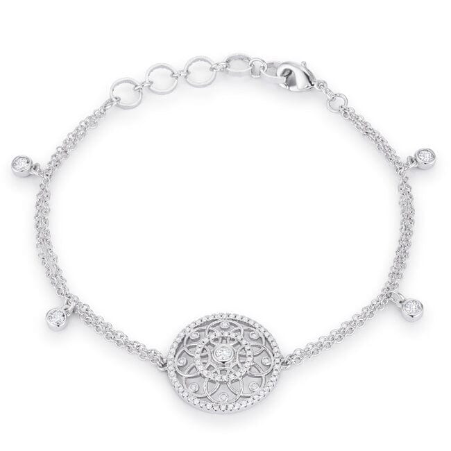 .5 Ct Rhodium Bracelet with Interlocking Circles and Cubic Zirconia Bracelets Das Juwel 