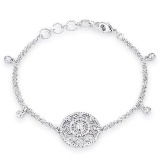 .5 Ct Rhodium Bracelet with Interlocking Circles and Cubic Zirconia  