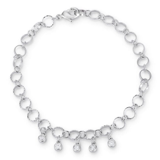 .55 Ct Stunning 8 Rhodium Bracelet with Cubic Zirconia Charms  