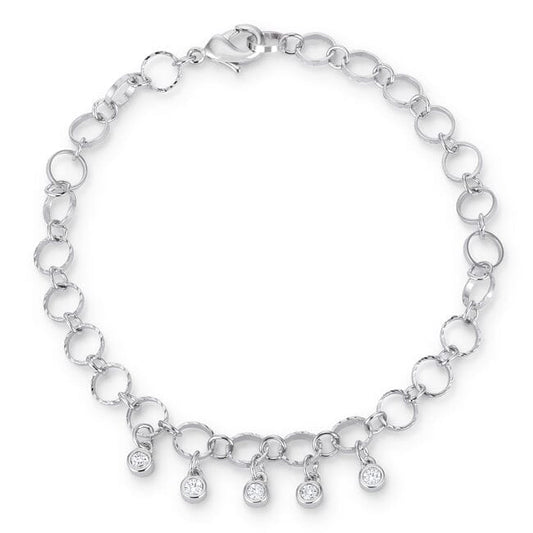 .55 Ct Stunning 8 Rhodium Bracelet with Cubic Zirconia Charms  