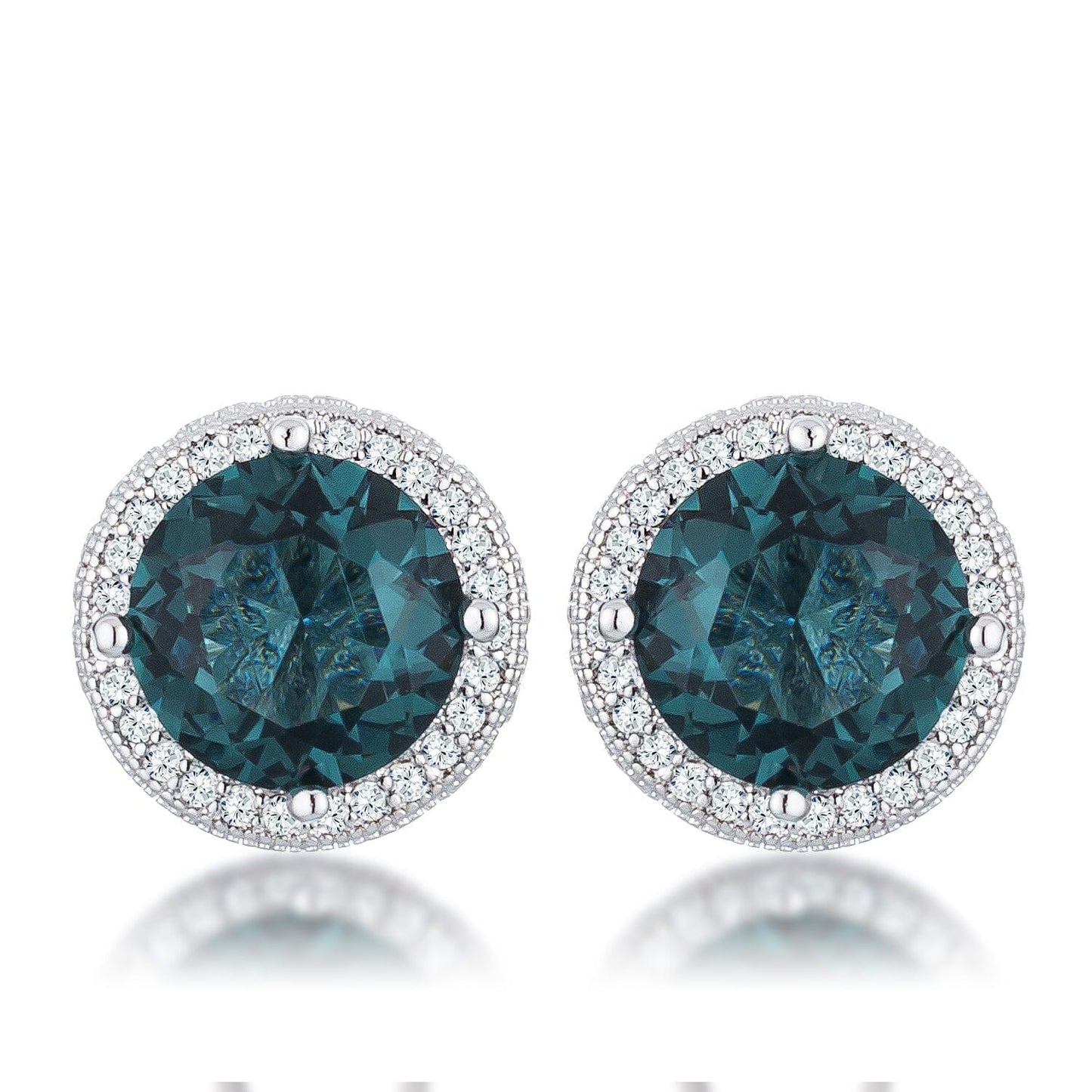 5.84 Ct Rhodium Blue Green Clear Cubic Zirconia Halo Earrings Earrings Das Juwel 