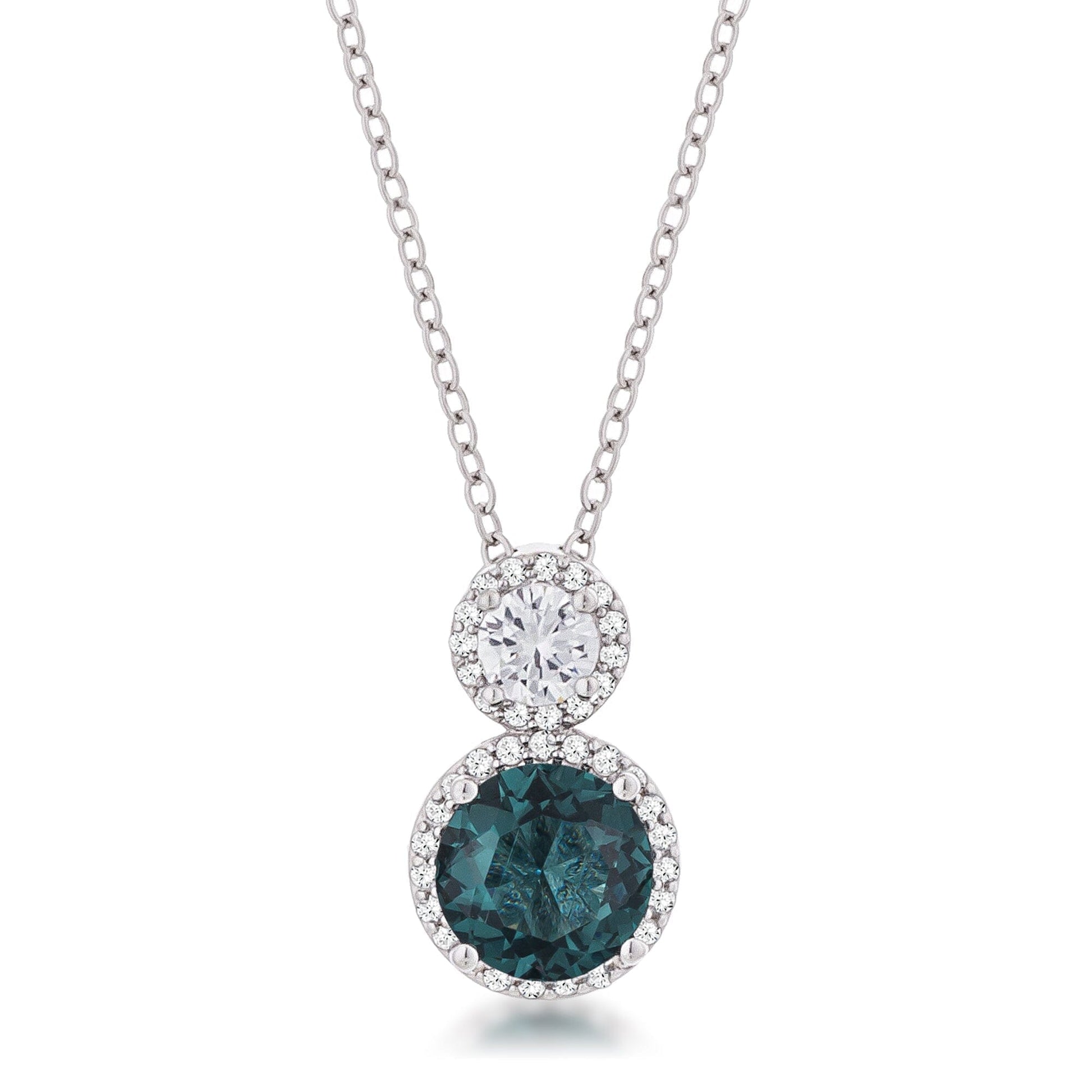 5Ct Rhodium Plated Blue Green Snowman Cubic Zirconia Pendant Pendants Das Juwel 