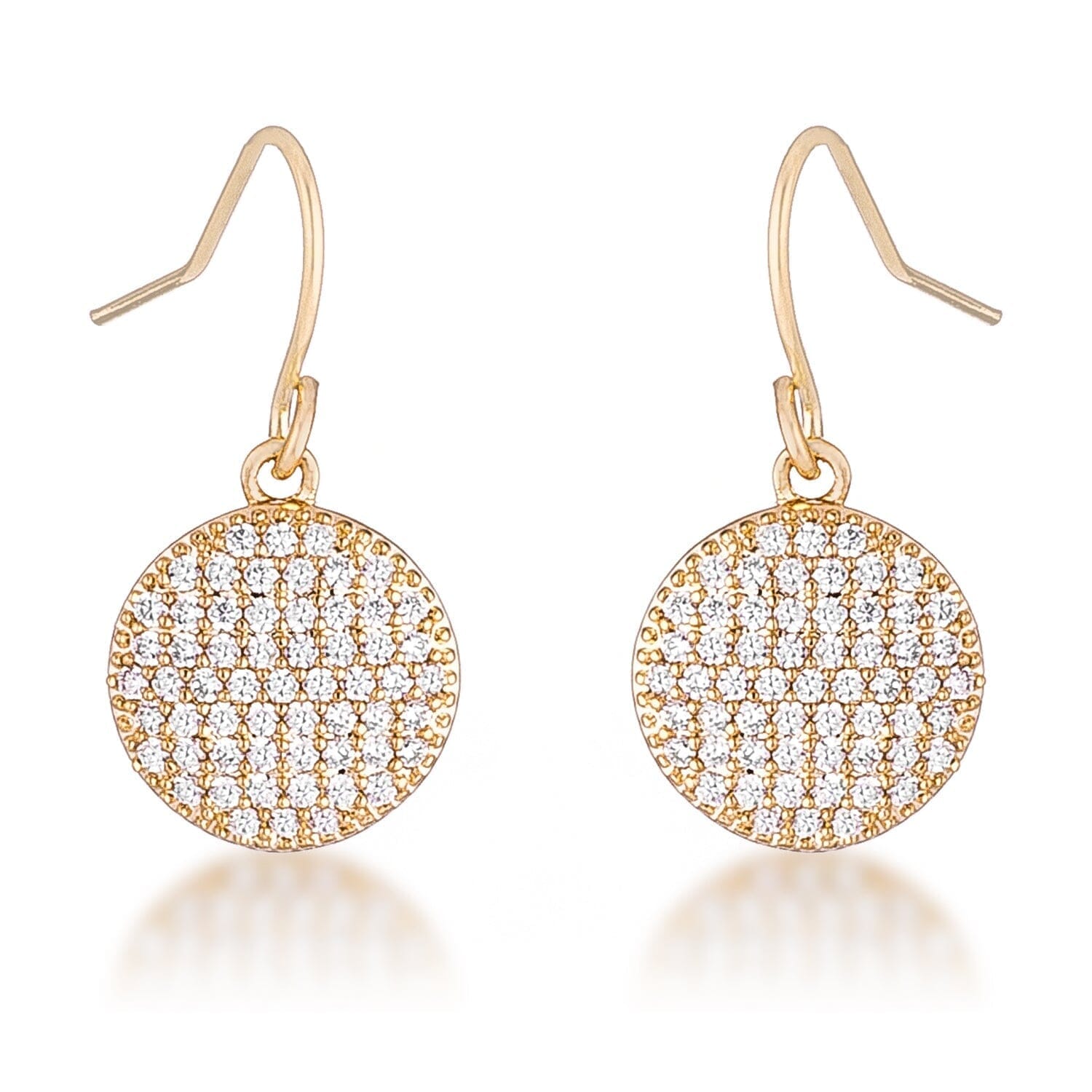 .6 Ct Elegant Cubic Zirconia Gold Plated Disk Earrings Earrings Das Juwel 