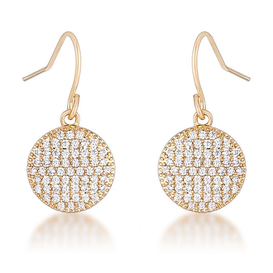 .6 Ct Elegant Cubic Zirconia Gold Plated Disk Earrings Earrings Das Juwel 