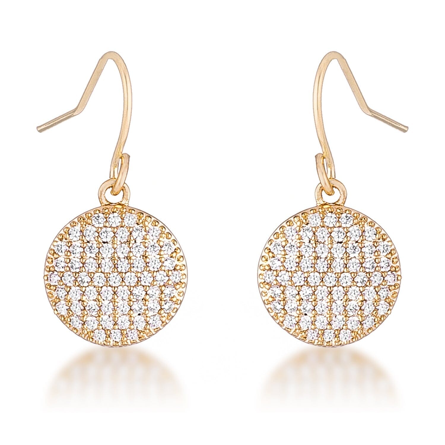 .6 Ct Elegant Cubic Zirconia Gold Plated Disk Earrings Earrings Das Juwel 