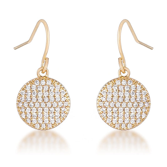 .6 Ct Elegant Cubic Zirconia Gold Plated Disk Earrings Earrings Das Juwel 