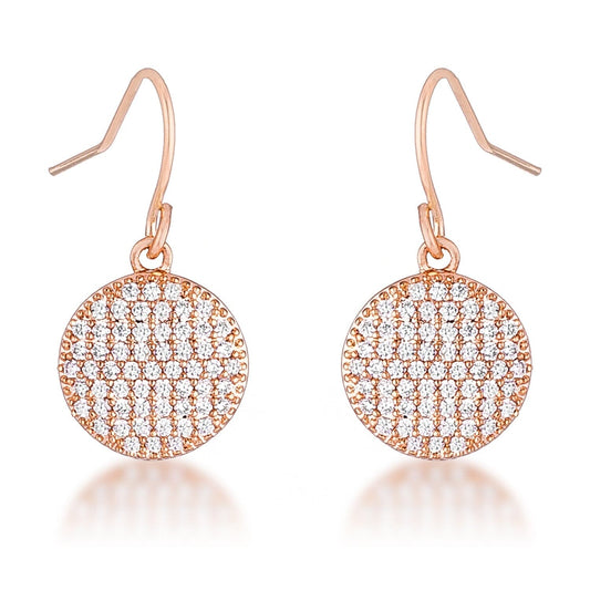 .6 Ct Elegant Cubic Zirconia Rose Gold Plated Disk Earrings Earrings Das Juwel 