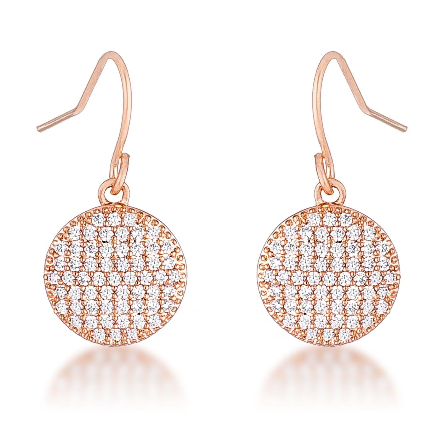 .6 Ct Elegant Cubic Zirconia Rose Gold Plated Disk Earrings Earrings Das Juwel 