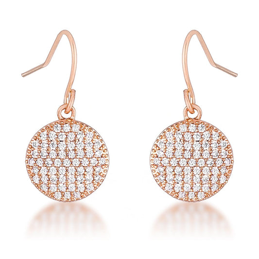 .6 Ct Elegant Cubic Zirconia Rose Gold Plated Disk Earrings Earrings Das Juwel 