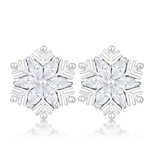 .6Ct Rhodium Plated Clear Marquise Snowflake  