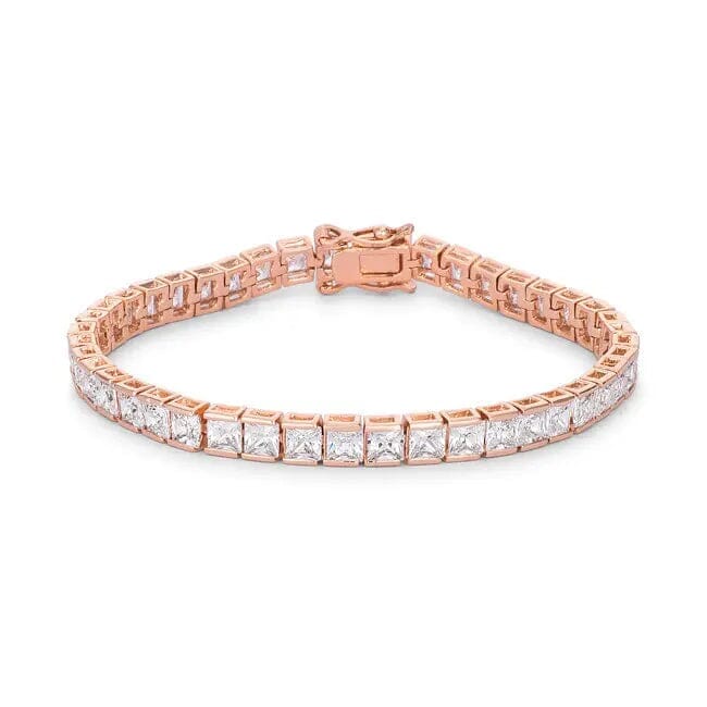 9.7Ct Princess Cut 7in Cubic Zirconia Rose Gold Bracelet Bracelets Das Juwel 