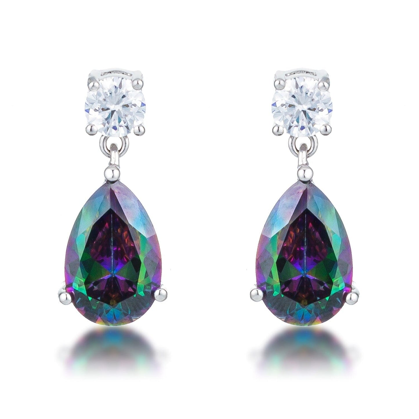 9.9Ct Rhodium Mystic Iridescent Teardrop  