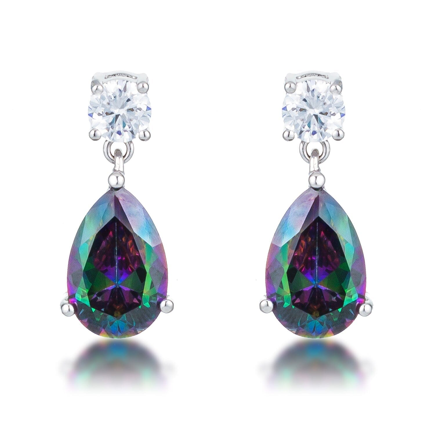 9.9Ct Rhodium Mystic Iridescent Teardrop  