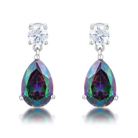9.9Ct Rhodium Mystic Iridescent Teardrop  